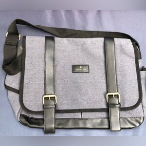 London Fog Mens Blue Canvas Shoulder Strap Computer Messenger Bag NEW